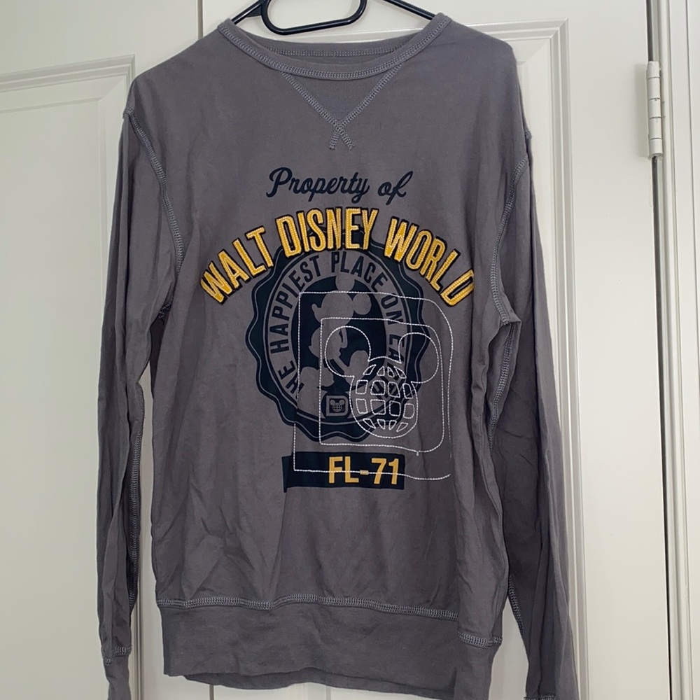 Disney Gray Long Sleeve Tee with Yellow Accents